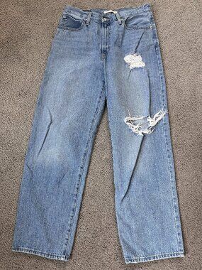 LEVI'S '94 BAGGY BLUE DENIM WIDE LEG JEANS PANTS LABELED W30 L31 (33X30)